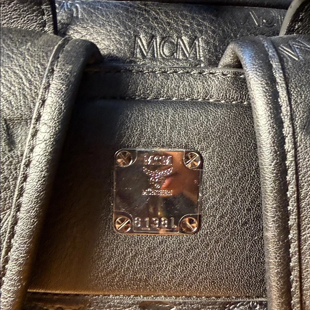 MCM Black Embossed Backpack